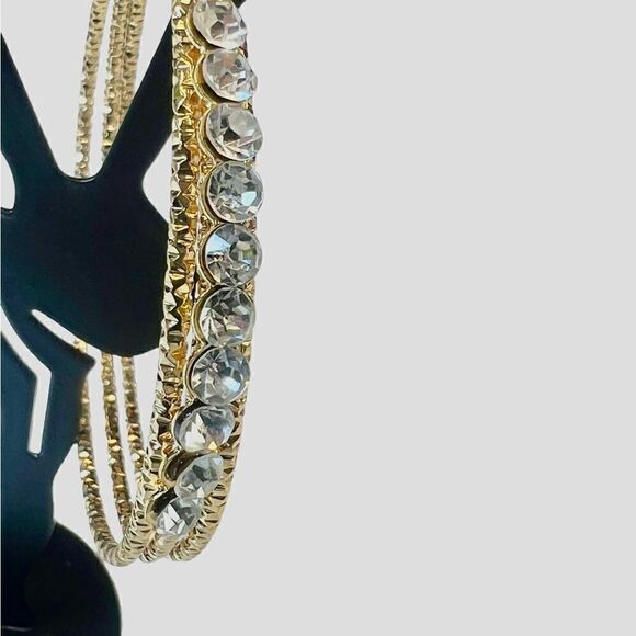 NWOT JTV Off Park Collection White Crystal Gold Tone Hoop Earrings - Picture 2 of 7